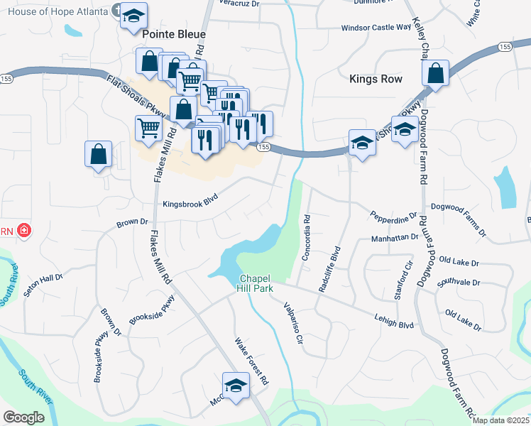 map of restaurants, bars, coffee shops, grocery stores, and more near 4076 Sonoma Wood Trail in Decatur