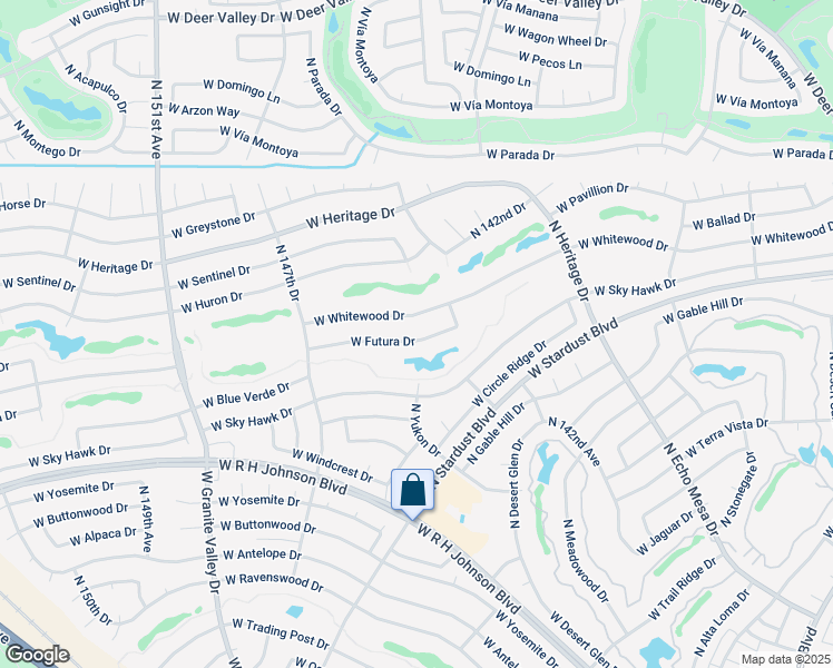 map of restaurants, bars, coffee shops, grocery stores, and more near 14413 West Futura Drive in Sun City West