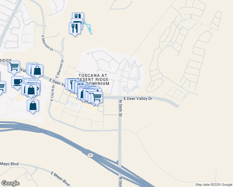 map of restaurants, bars, coffee shops, grocery stores, and more near in Phoenix