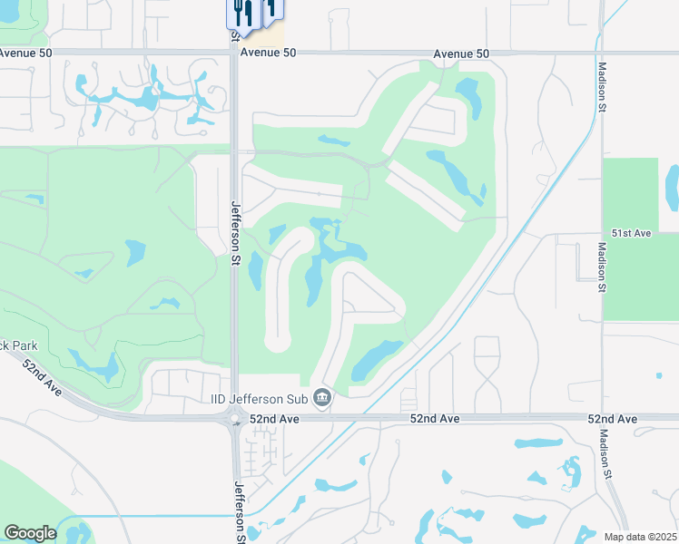 map of restaurants, bars, coffee shops, grocery stores, and more near 51221 Vía Sorrento in La Quinta