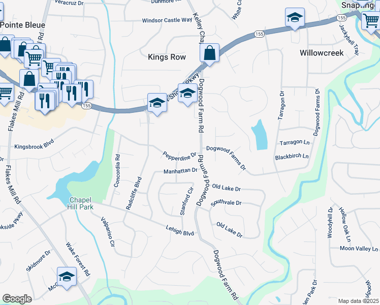 map of restaurants, bars, coffee shops, grocery stores, and more near 4228 Pepperdine Drive in Decatur