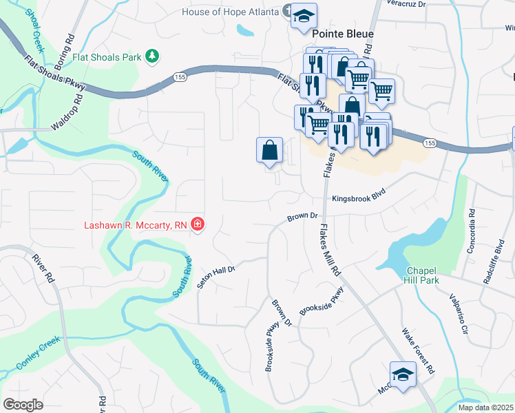 map of restaurants, bars, coffee shops, grocery stores, and more near 3682 Harvest Drive in Decatur