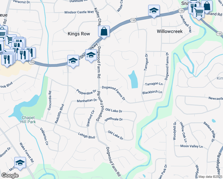 map of restaurants, bars, coffee shops, grocery stores, and more near 4285 Dogwood Farms Drive in Decatur