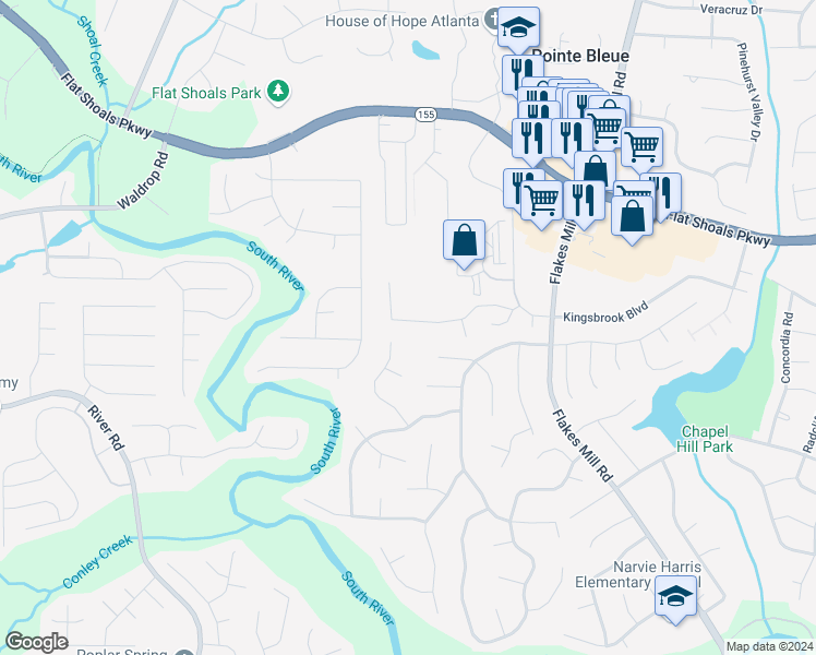 map of restaurants, bars, coffee shops, grocery stores, and more near 3718 Harvest Drive in Decatur