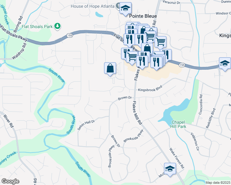 map of restaurants, bars, coffee shops, grocery stores, and more near 3634 Spring Trce in Decatur