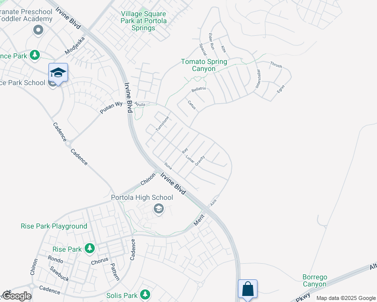 map of restaurants, bars, coffee shops, grocery stores, and more near 68 Ray in Irvine