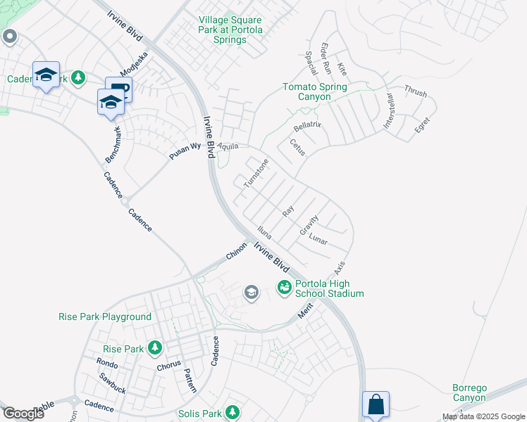 map of restaurants, bars, coffee shops, grocery stores, and more near 68 Chasma in Irvine