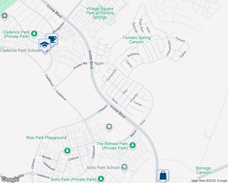 map of restaurants, bars, coffee shops, grocery stores, and more near 68 Chasma in Irvine
