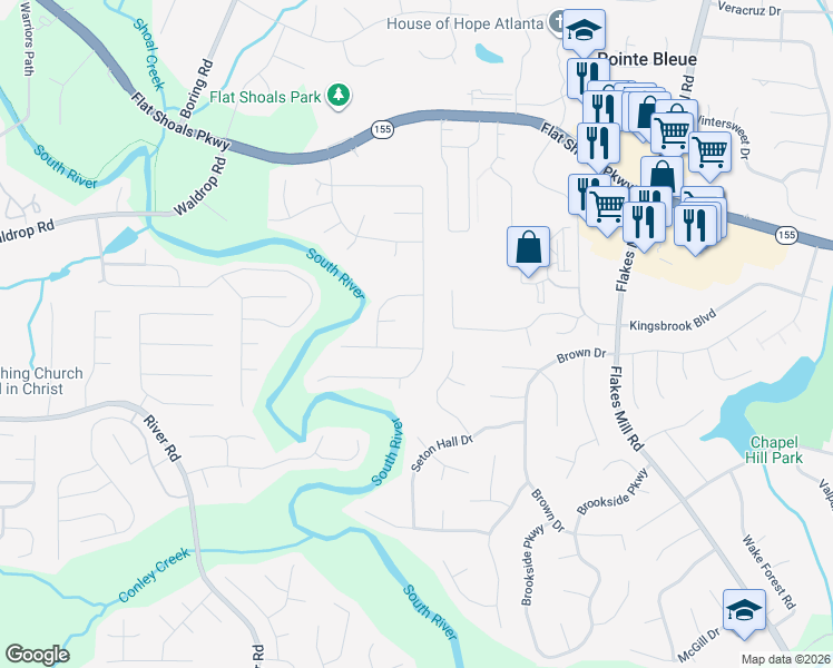 map of restaurants, bars, coffee shops, grocery stores, and more near 3808 Cherry Ridge Boulevard in Decatur