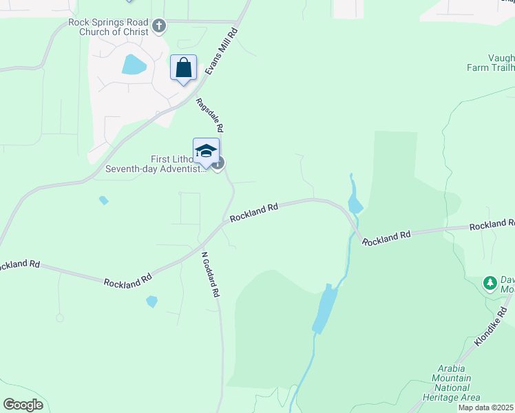 map of restaurants, bars, coffee shops, grocery stores, and more near 6316 Rockland Road in Stonecrest