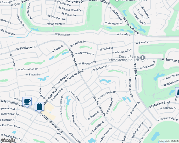 map of restaurants, bars, coffee shops, grocery stores, and more near 13823 West Casa Linda Drive in Sun City West