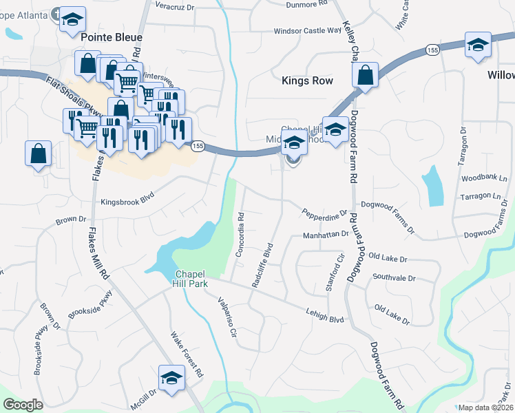map of restaurants, bars, coffee shops, grocery stores, and more near 4119 Marquette Court in Decatur