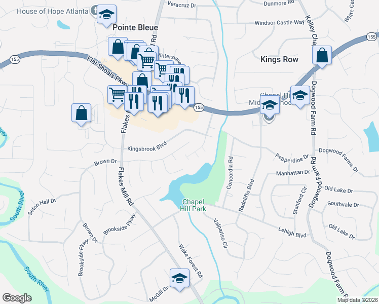 map of restaurants, bars, coffee shops, grocery stores, and more near 4077 Sonoma Wood Trail in Decatur