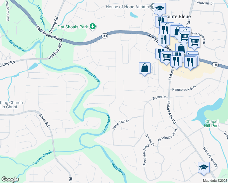 map of restaurants, bars, coffee shops, grocery stores, and more near 3808 Cherry Ridge Boulevard in Decatur