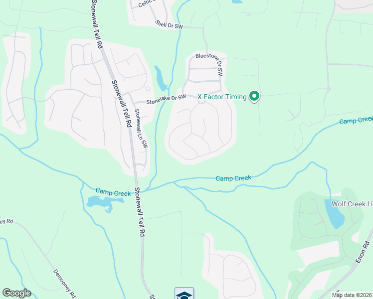 map of restaurants, bars, coffee shops, grocery stores, and more near 2901 Bluestone Drive Southwest in Atlanta