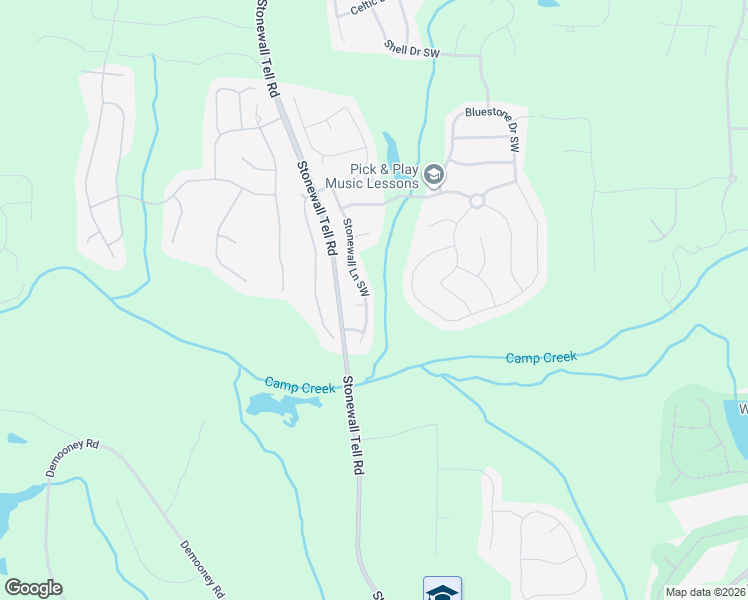 map of restaurants, bars, coffee shops, grocery stores, and more near 2876 Stonewall Lane Southwest in Atlanta