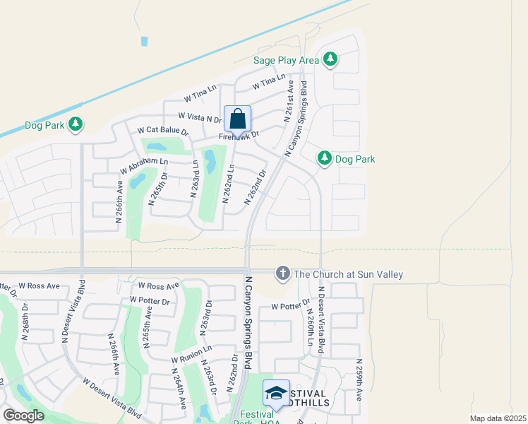 map of restaurants, bars, coffee shops, grocery stores, and more near 26076 West Matthew Drive in Buckeye