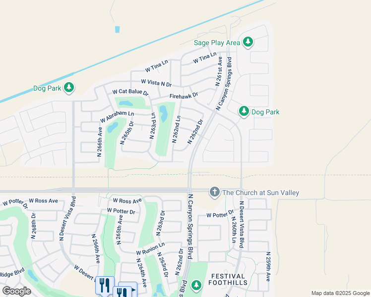 map of restaurants, bars, coffee shops, grocery stores, and more near 26029 West Quail Avenue in Buckeye