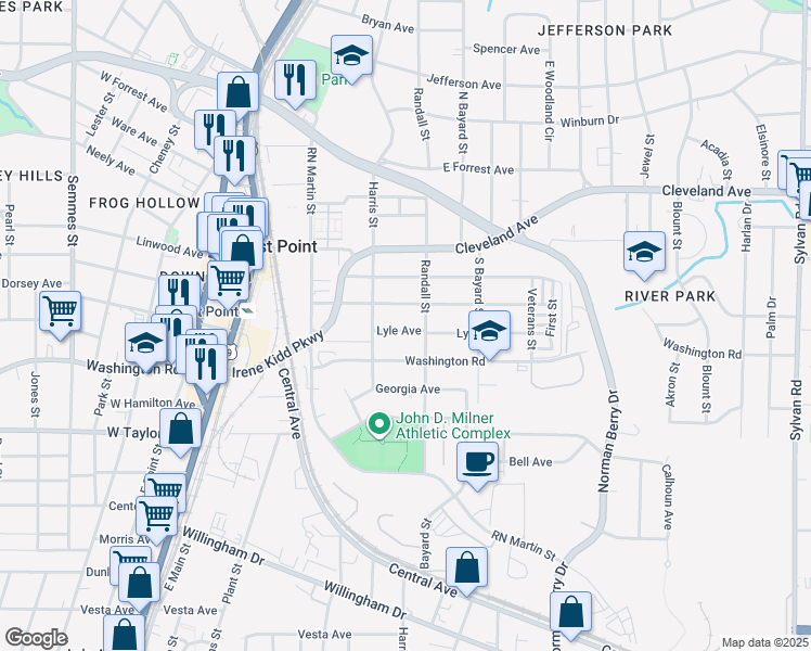 map of restaurants, bars, coffee shops, grocery stores, and more near 1408 Lyle Avenue in Atlanta