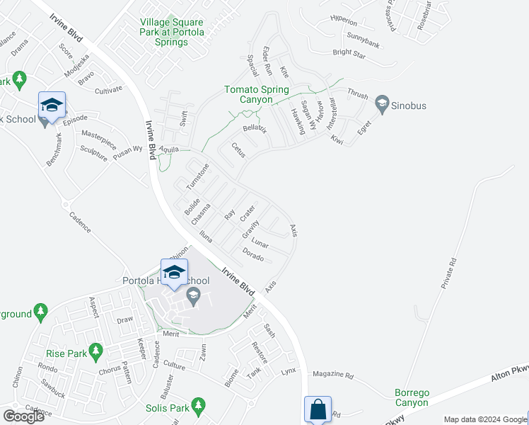 map of restaurants, bars, coffee shops, grocery stores, and more near 53 Gravity in Irvine