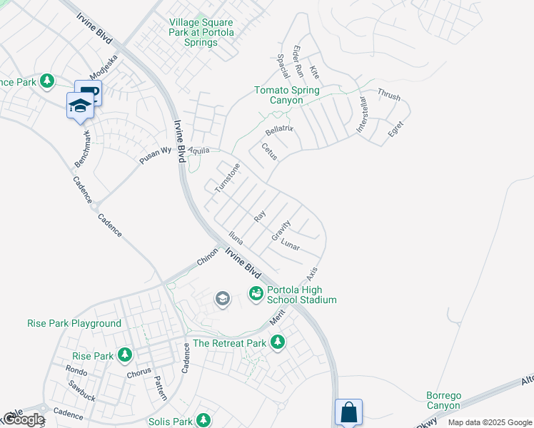 map of restaurants, bars, coffee shops, grocery stores, and more near 70 Ray in Irvine