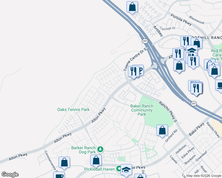 map of restaurants, bars, coffee shops, grocery stores, and more near 35 Umbria in Lake Forest