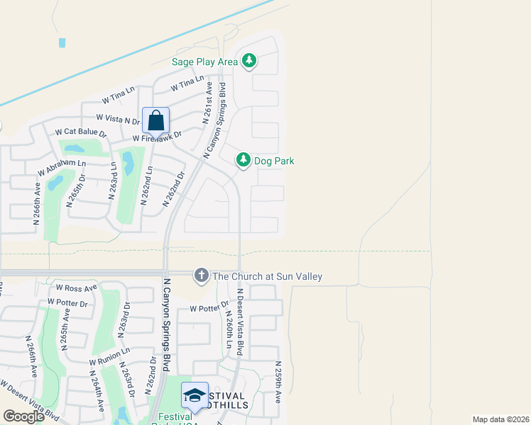 map of restaurants, bars, coffee shops, grocery stores, and more near 25932 West Quail Avenue in Buckeye