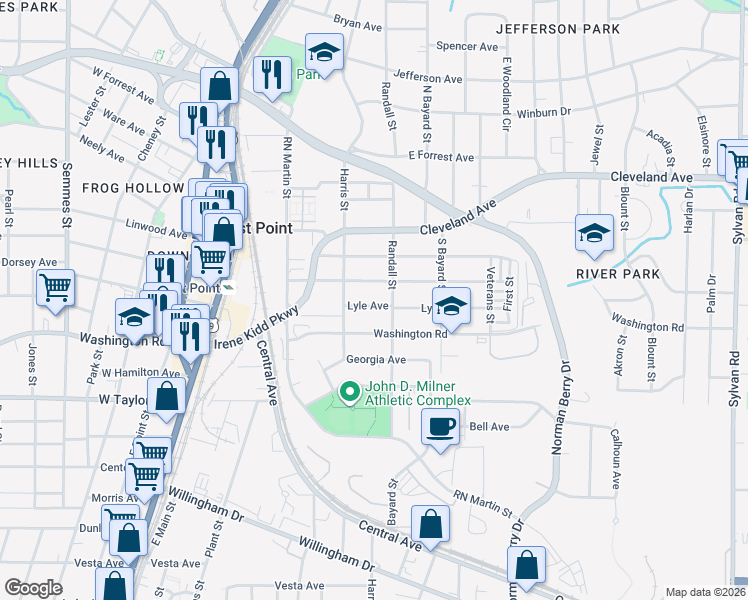 map of restaurants, bars, coffee shops, grocery stores, and more near 1408 Lyle Avenue in Atlanta