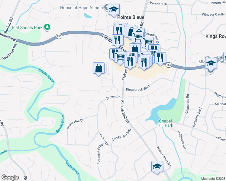map of restaurants, bars, coffee shops, grocery stores, and more near 3604 Spring Trce in Decatur