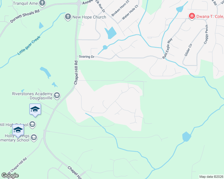 map of restaurants, bars, coffee shops, grocery stores, and more near 4157 E Chapel Hill Rd in Douglasville