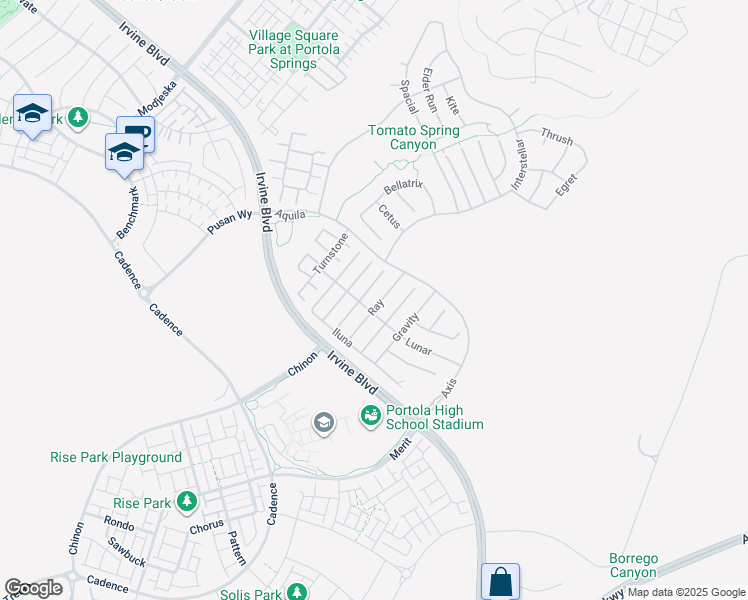 map of restaurants, bars, coffee shops, grocery stores, and more near 67 Ray in Irvine