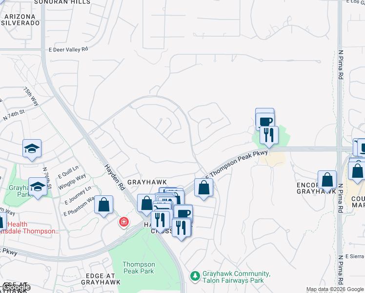 map of restaurants, bars, coffee shops, grocery stores, and more near 8141 East Wingspan Way in Scottsdale