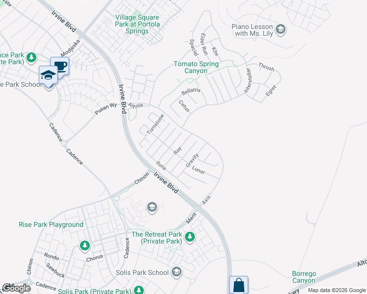 map of restaurants, bars, coffee shops, grocery stores, and more near 62 Ray in Irvine