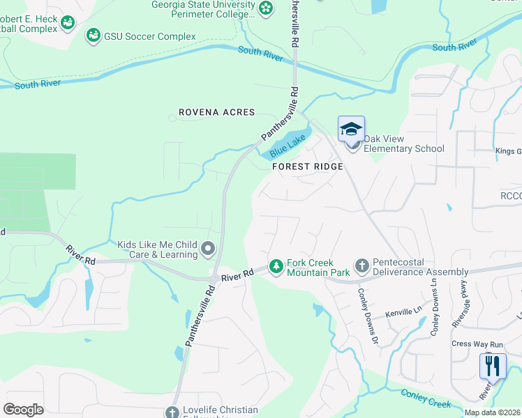 map of restaurants, bars, coffee shops, grocery stores, and more near 2759 Green Marsh Court in Decatur