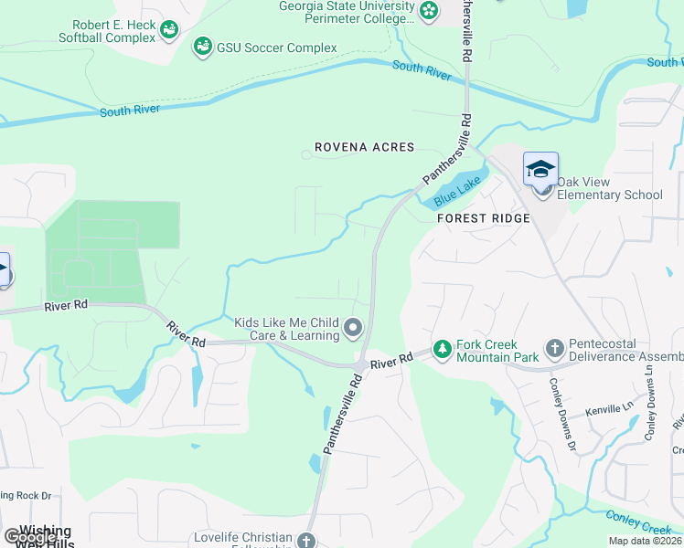 map of restaurants, bars, coffee shops, grocery stores, and more near 2704 River Summit Lane in Decatur