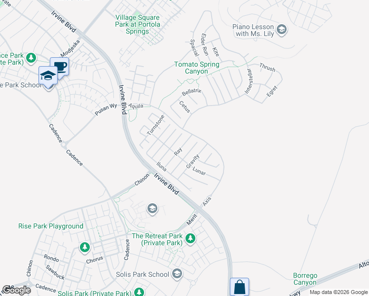 map of restaurants, bars, coffee shops, grocery stores, and more near 63 Gravity in Irvine