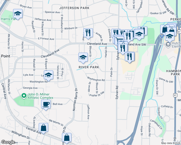 map of restaurants, bars, coffee shops, grocery stores, and more near 1053 Blount Place in Atlanta