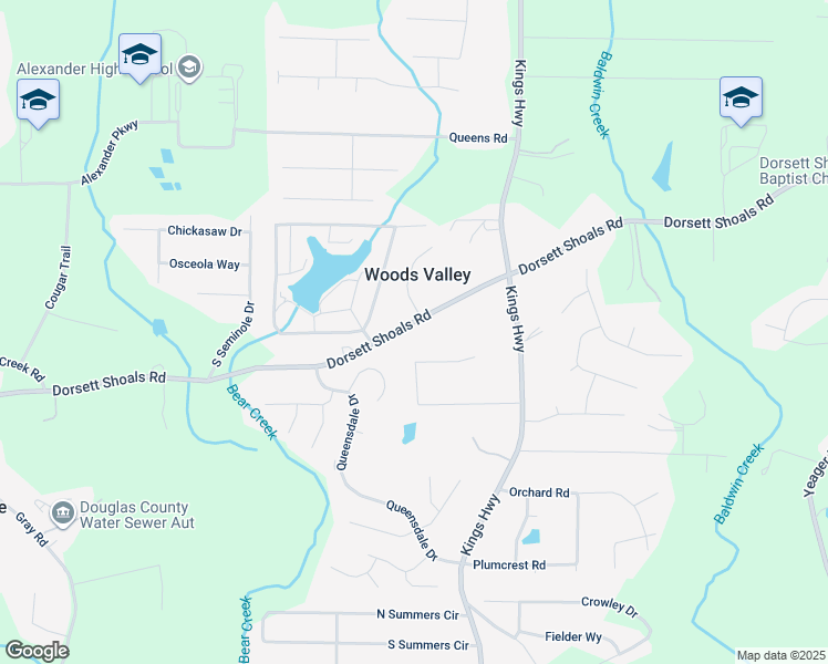 map of restaurants, bars, coffee shops, grocery stores, and more near 6205 Dorsett Shoals Road in Douglasville