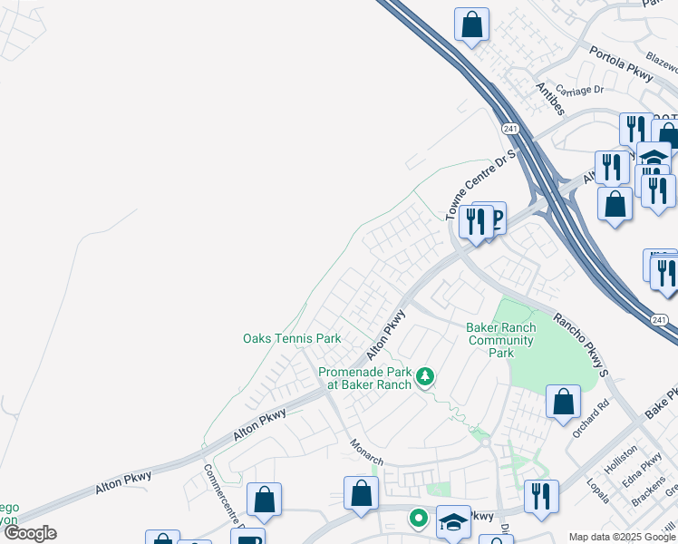 map of restaurants, bars, coffee shops, grocery stores, and more near 17 Heliotrope in Lake Forest