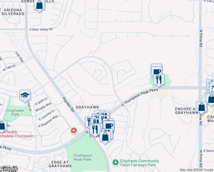 map of restaurants, bars, coffee shops, grocery stores, and more near 8141 East Wingspan Way in Scottsdale