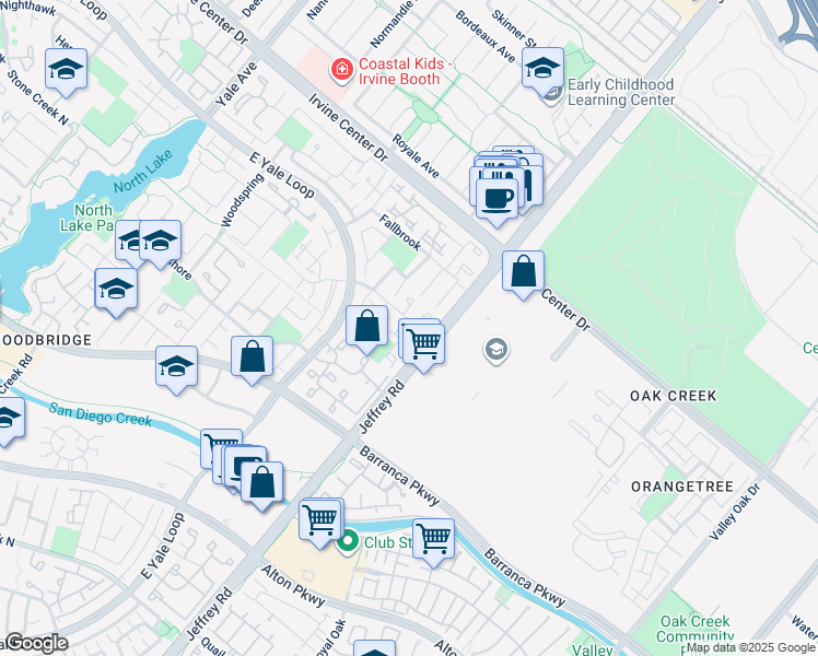 map of restaurants, bars, coffee shops, grocery stores, and more near 23 Glenhurst in Irvine