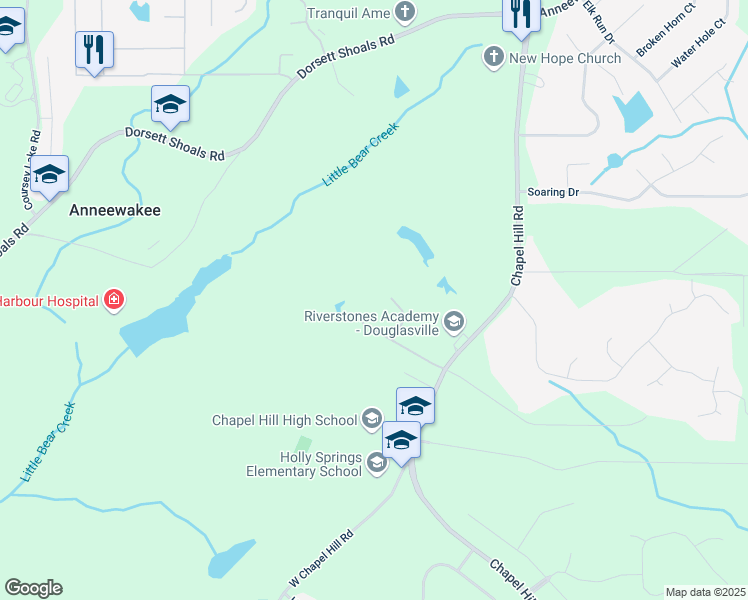 map of restaurants, bars, coffee shops, grocery stores, and more near 4703 Waverly Walk in Douglasville