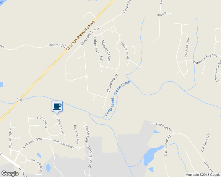 map of restaurants, bars, coffee shops, grocery stores, and more near 2876 Chilhowee Drive in Atlanta