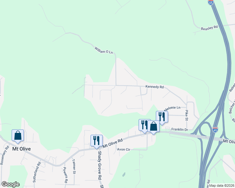 map of restaurants, bars, coffee shops, grocery stores, and more near 5705 Garden Wood Drive in Gardendale