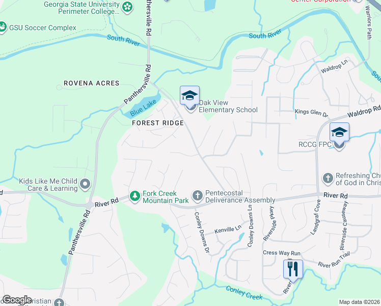 map of restaurants, bars, coffee shops, grocery stores, and more near 2953 Duncan Place in Decatur