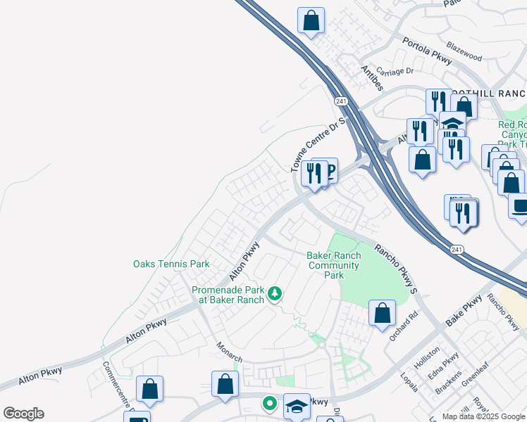 map of restaurants, bars, coffee shops, grocery stores, and more near 12 Savannah in Lake Forest