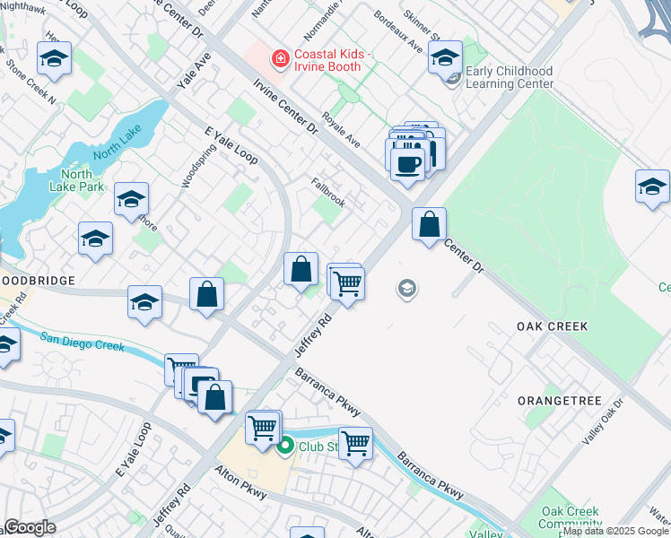 map of restaurants, bars, coffee shops, grocery stores, and more near 23 Glenhurst in Irvine