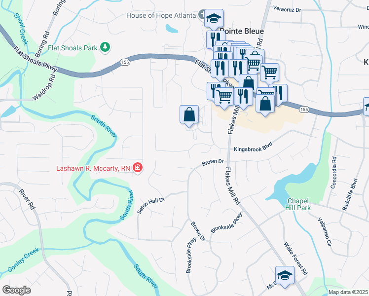 map of restaurants, bars, coffee shops, grocery stores, and more near 3682 Harvest Drive in Decatur