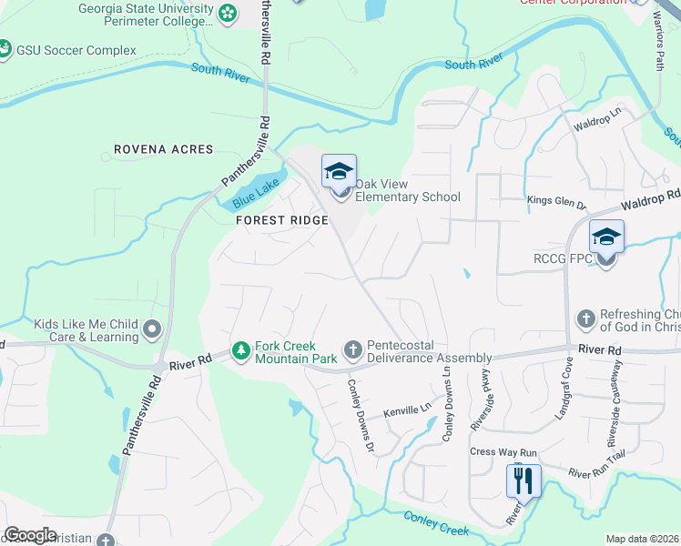 map of restaurants, bars, coffee shops, grocery stores, and more near 2953 Duncan Place in Decatur