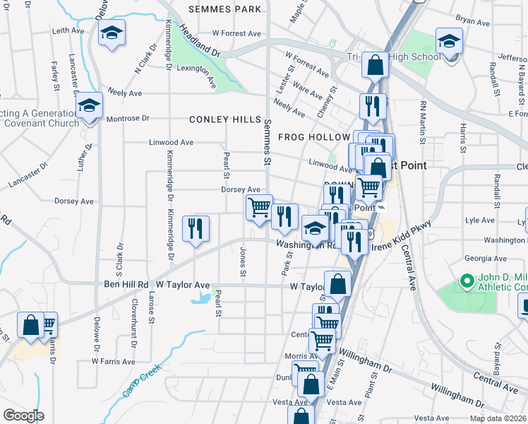 map of restaurants, bars, coffee shops, grocery stores, and more near 1782A Short Avenue in East Point
